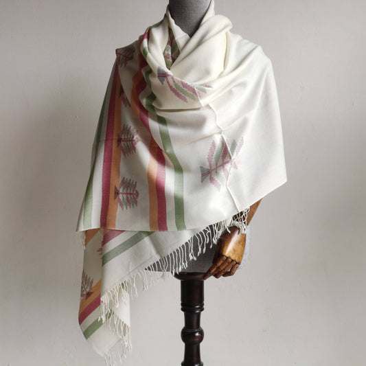 Hand Woven Pure Merino Wool Kullu Shawl