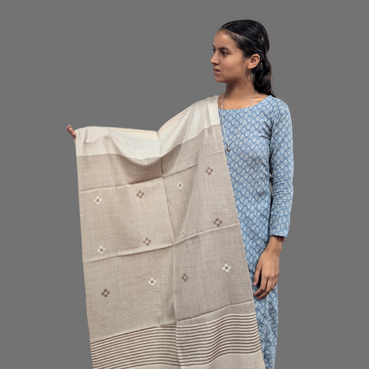 Hand Woven Pure Merino Wool Kullu Stole (SOLANG 011)