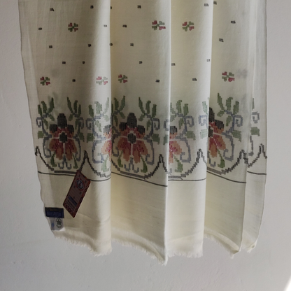 Handwoven Angora+Wool Shawl White