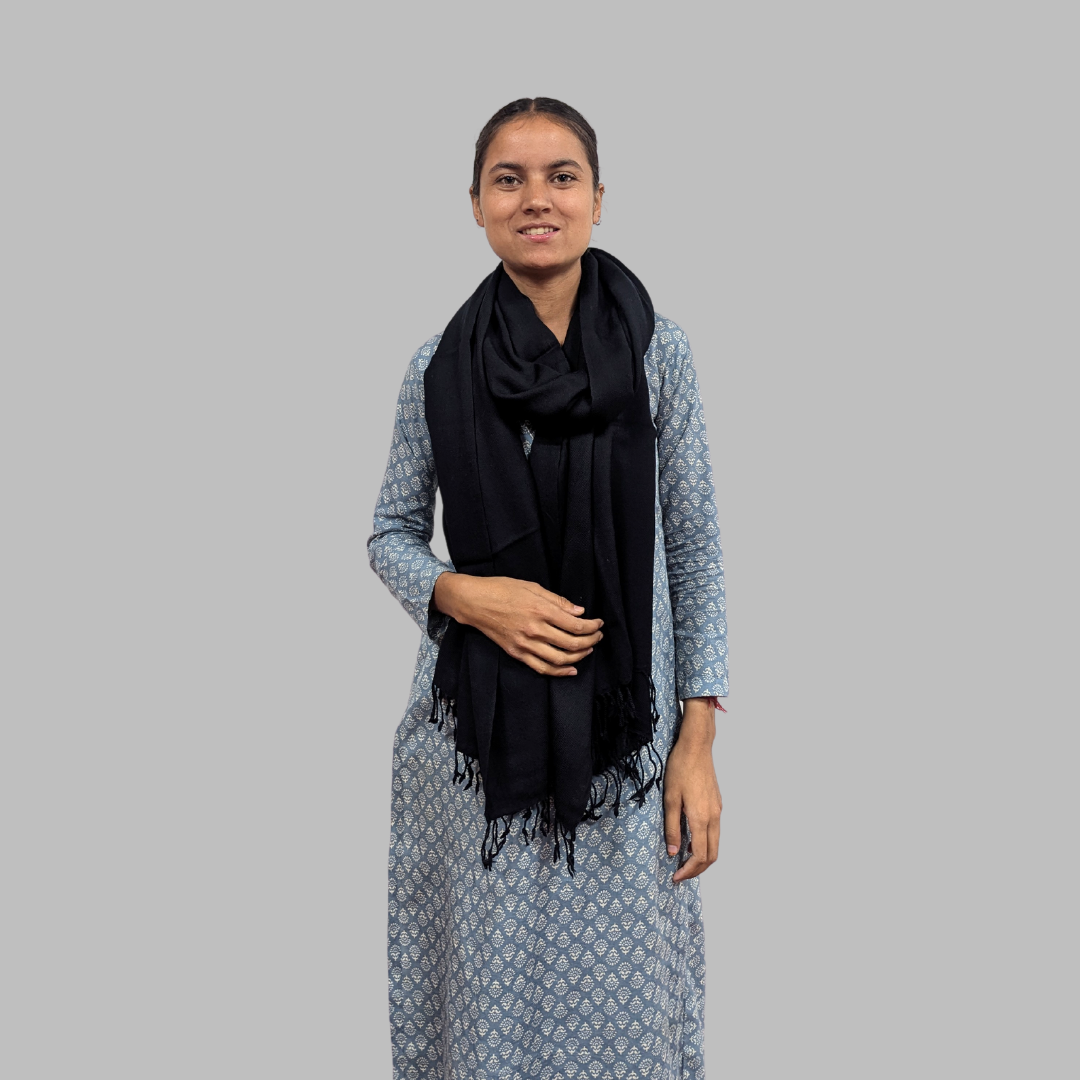 Hand Woven Pure Merino Wool Kullu Stole (PLAIN)