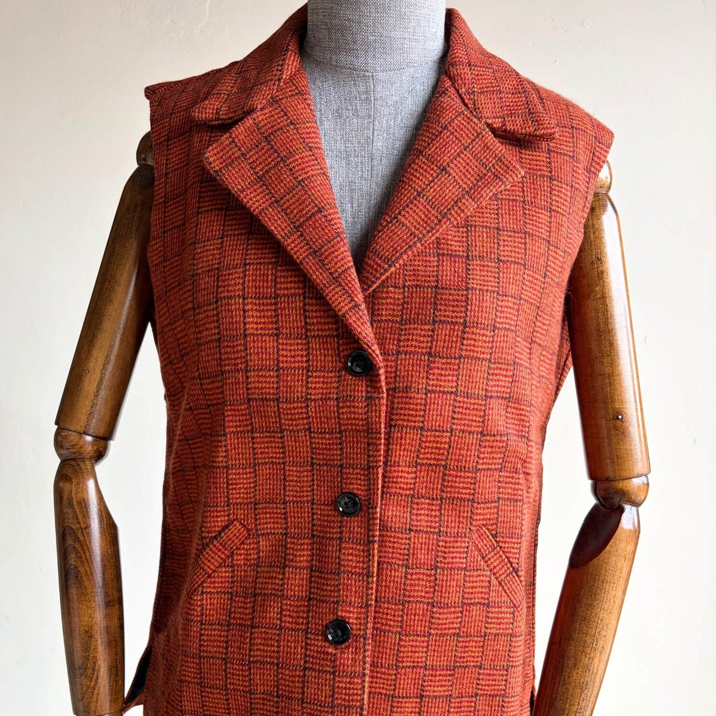 Handwoven Merino Wool Half Jacket Orange