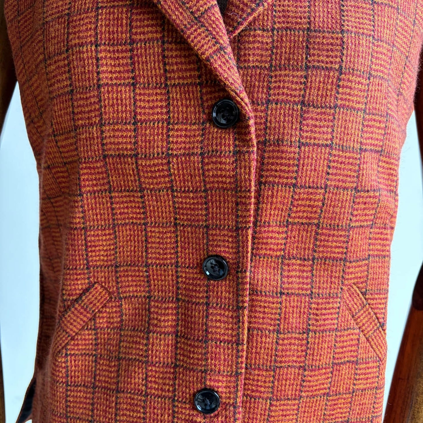 Handwoven Merino Wool Half Jacket Orange