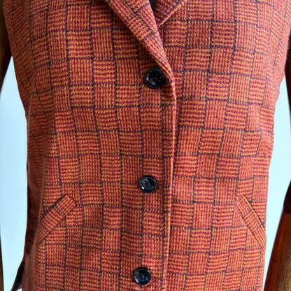 Handwoven Merino Wool Half Jacket Orange
