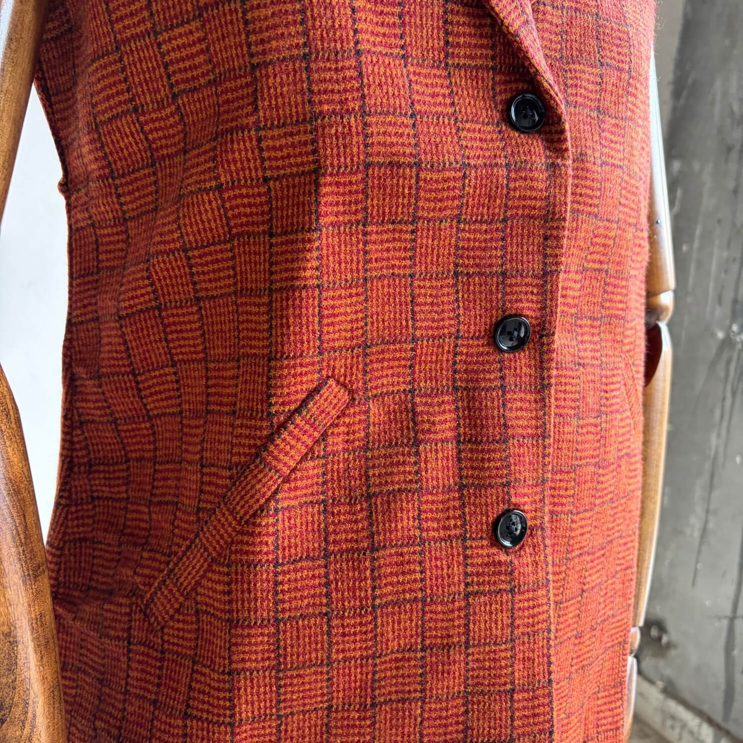 Handwoven Merino Wool Half Jacket Orange