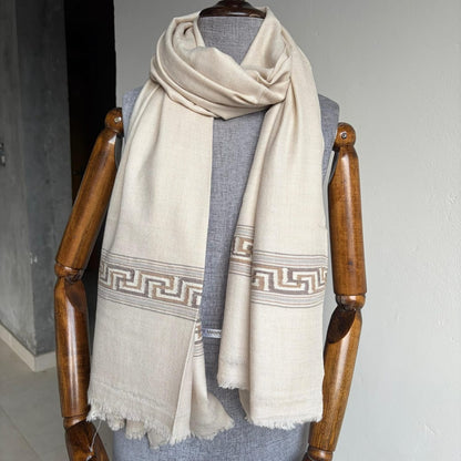Women Pure Pashmina Wool Shawl- Beige