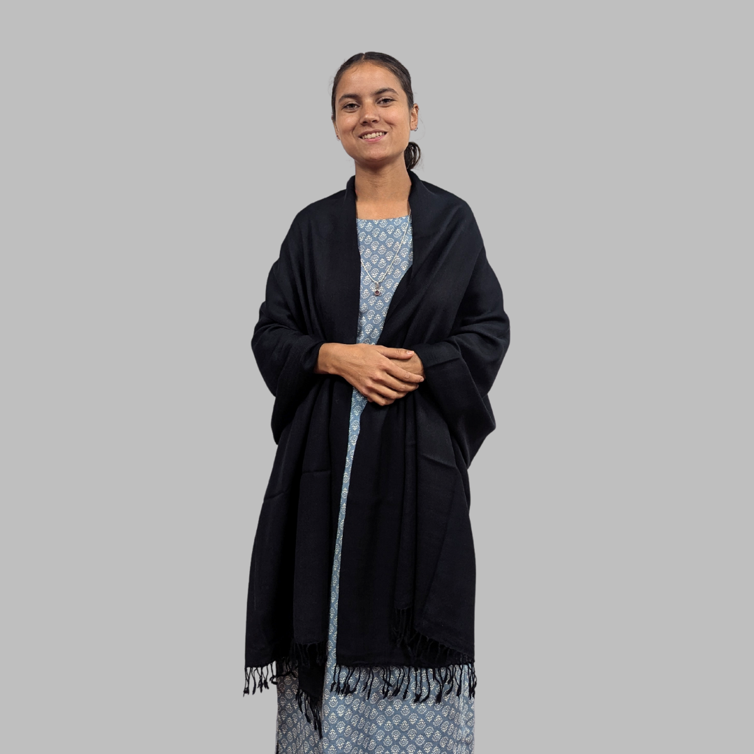 Hand Woven Pure Merino Wool Kullu Stole (PLAIN)