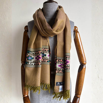 Women Traditional Kullu patti stole- Olive