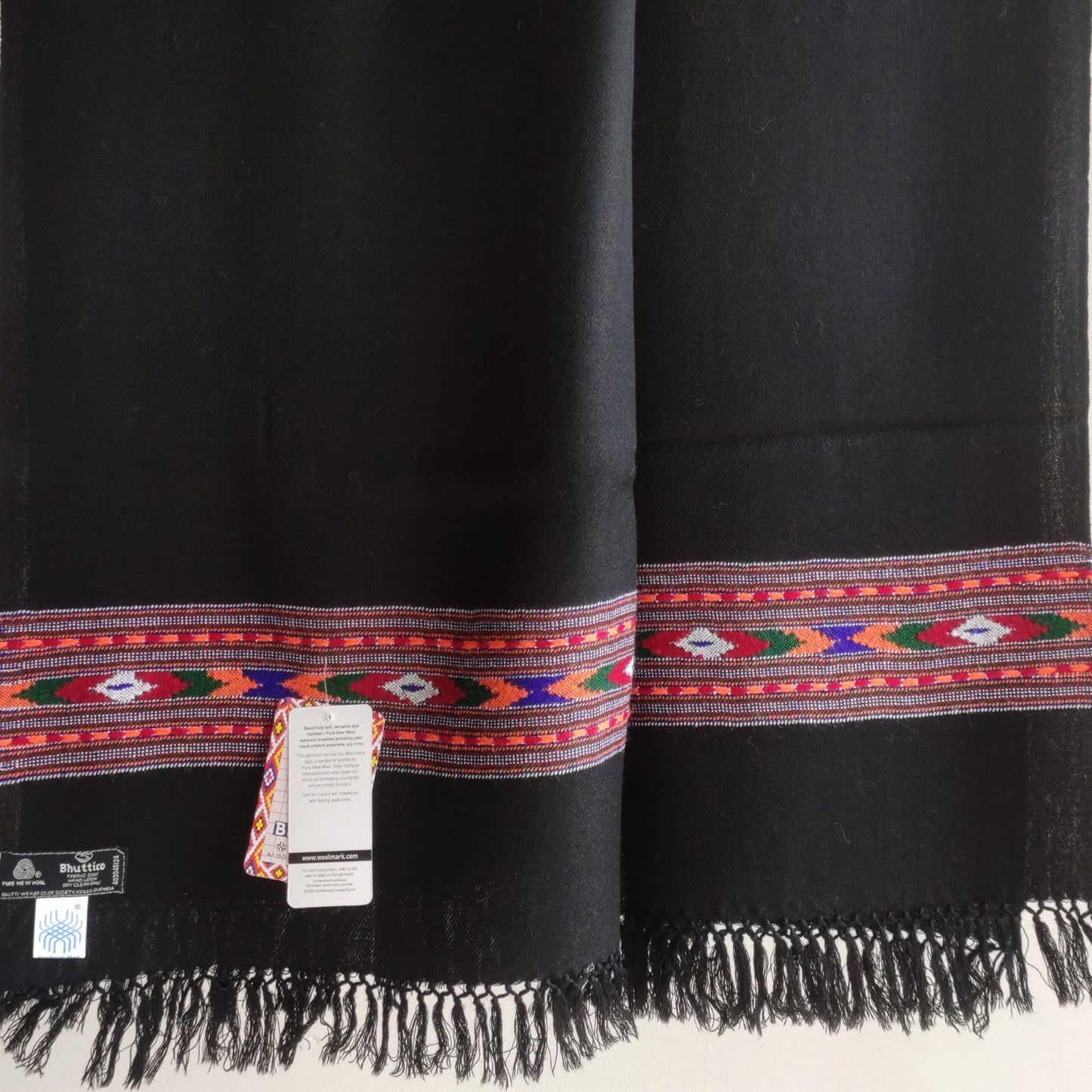 Black Merino Wool Stole- Manala Kingri