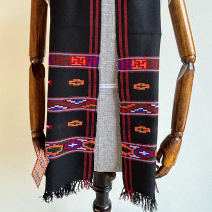 Hand Woven Pure Merino Wool Muffler Black