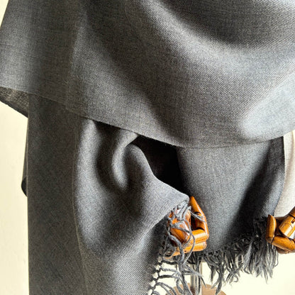 Merino wool (loi) - Men's shawl Charcoal grey