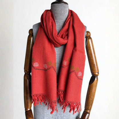 Handwoven Polywool Kullu Patti Stole – Orange