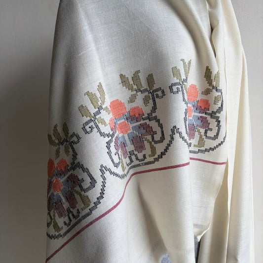 Handwoven Kullu Phool Patti Angora Shawl
