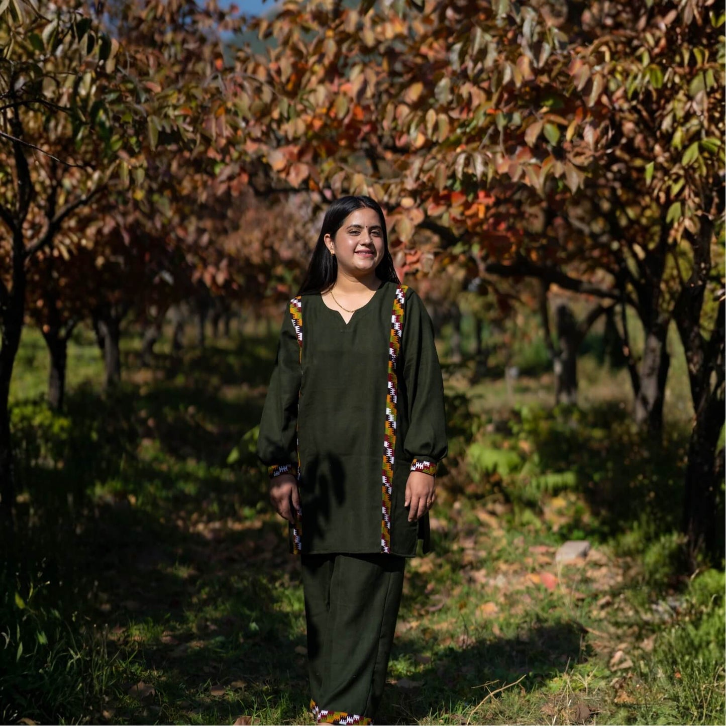 Merino Wool Co-ord Set for Women (Olive Green)