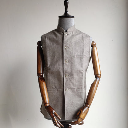 Men's Herringbone Light Grey Woolen Nehru Jacket