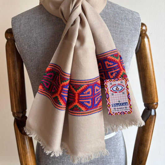 Hand Woven Pure Merino Wool Muffler Fawn