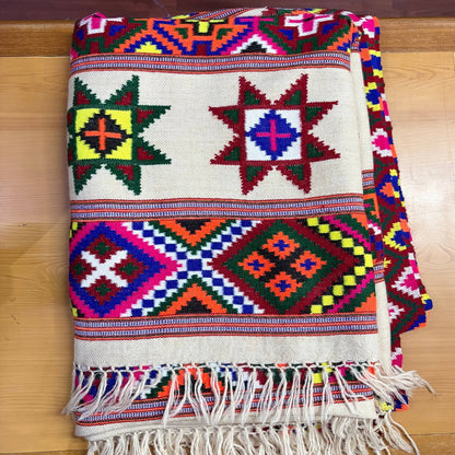 Handwoven Original Kullu Pattu- Dhaulagiri - 3 Patti with stars