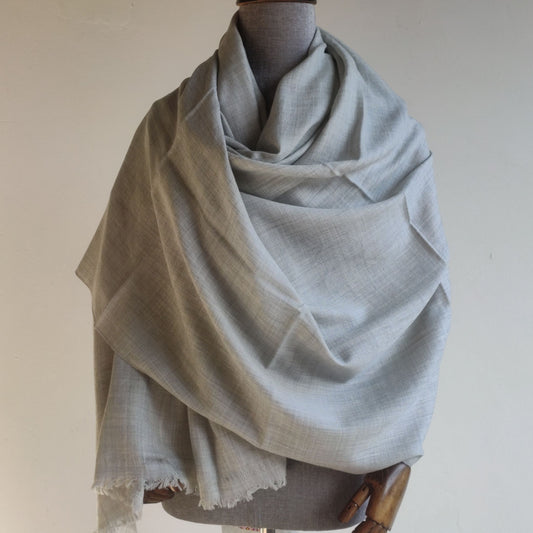 Hand Woven Pure Merino Wool Kullu Shawl for Men- Steel Grey (Loi)