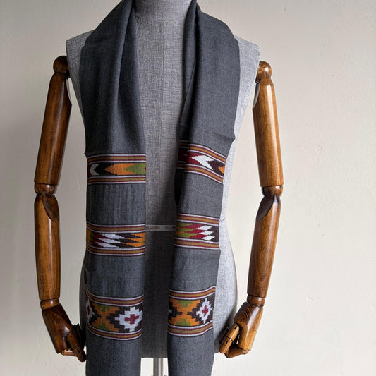 Handwoven Unisex Polywool Muffler (Dark Grey)