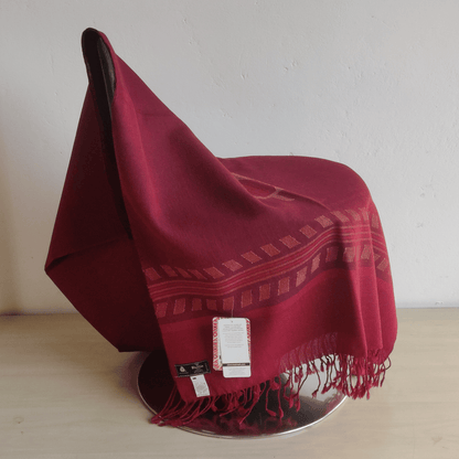 Hand Woven Pure Merino Wool Kullu Stole- maroon