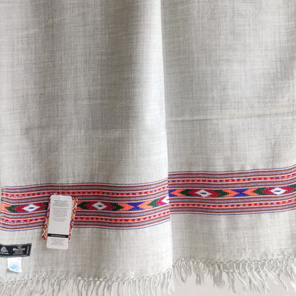 Hand Woven Pure Merino Wool Kullu Stole-(Grey)