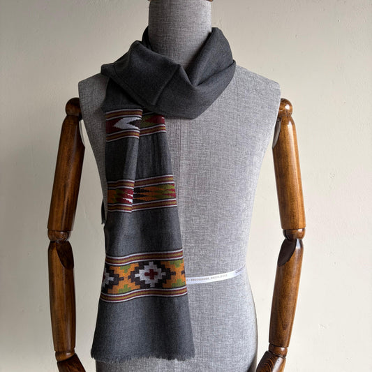 Handwoven Unisex Polywool Muffler (Dark Grey)