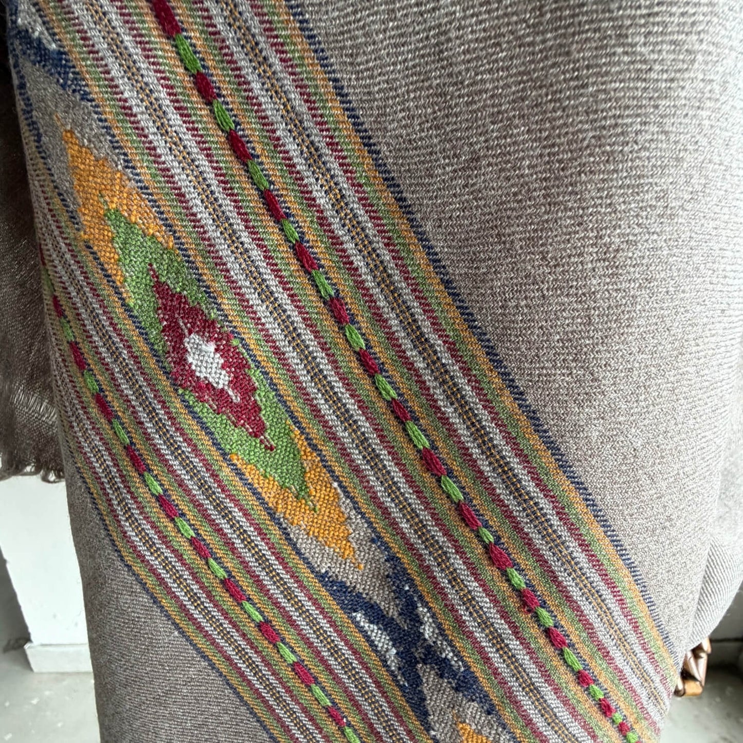 motifs on men's shawl(loi)- beige