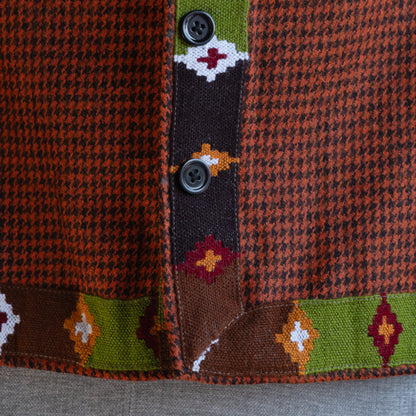 Rust Woolen Cape for Women With Kullu Patti Border