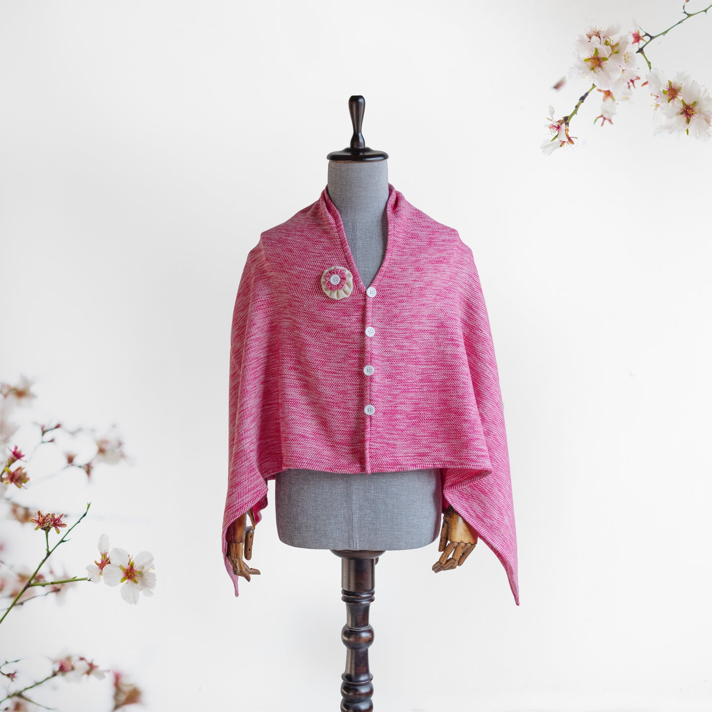 Pink Cashmilon woolen Cape for Women