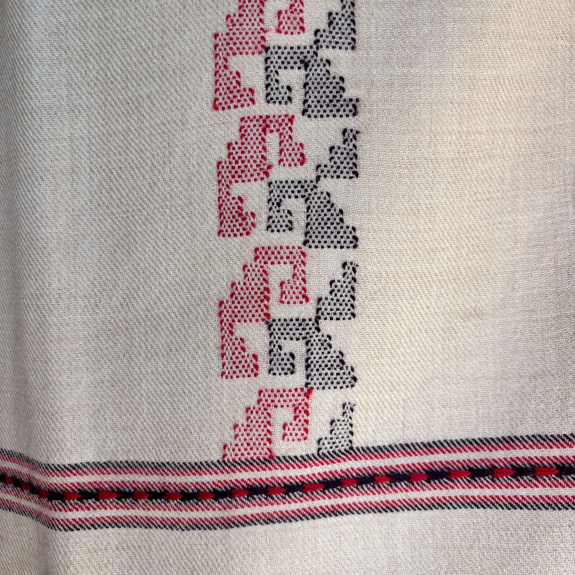 Soft Merino wool fabric texture of Bhuttico women’s beige handwoven suit set