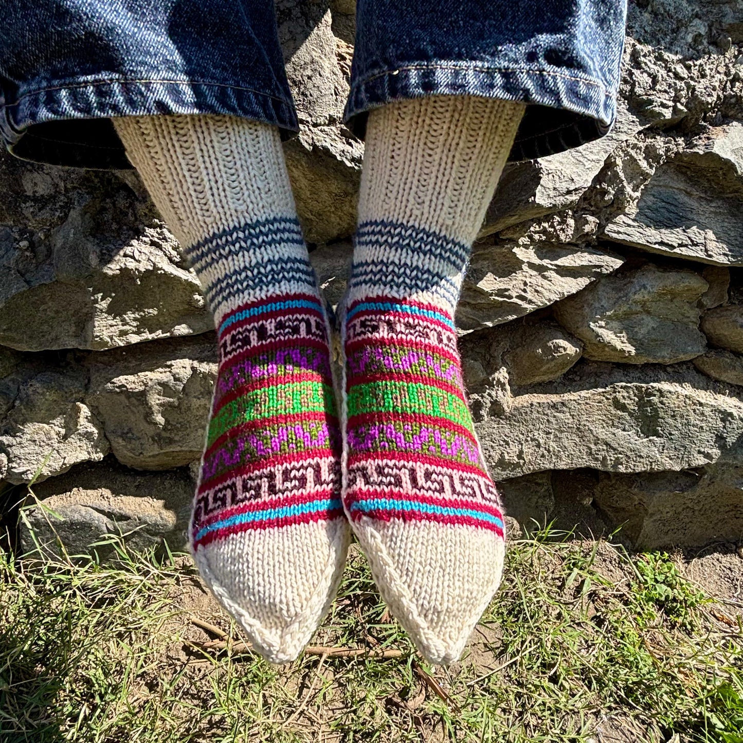 person wearing merino wool socks