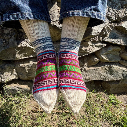 person wearing merino wool socks