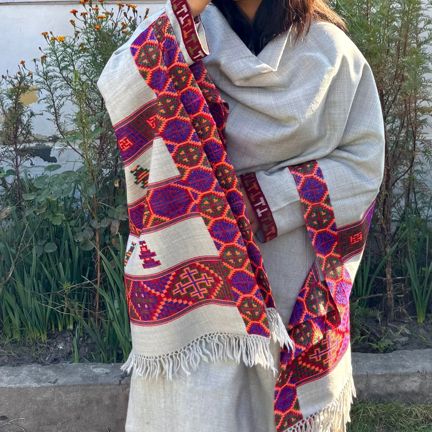 Authentic Kinnauri Hand-Woven Pure Merino Wool Shawl