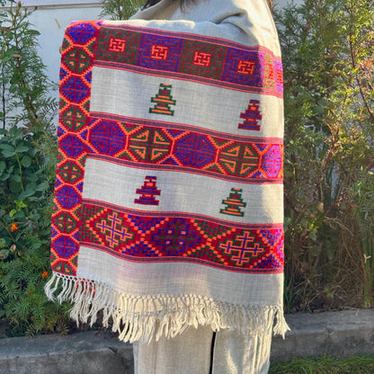 Authentic Kinnauri Hand-Woven Pure Merino Wool Shawl