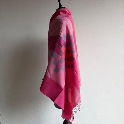 Hand Woven Pure Merino Wool Kullu Stole Pink