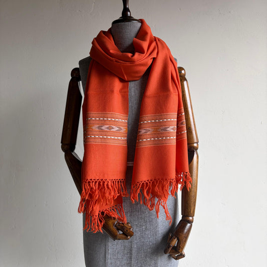 Hand Woven Pure Merino Wool Kullu Stole Orange