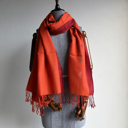 Hand Woven Pure Merino Wool Kullu Stole Orange