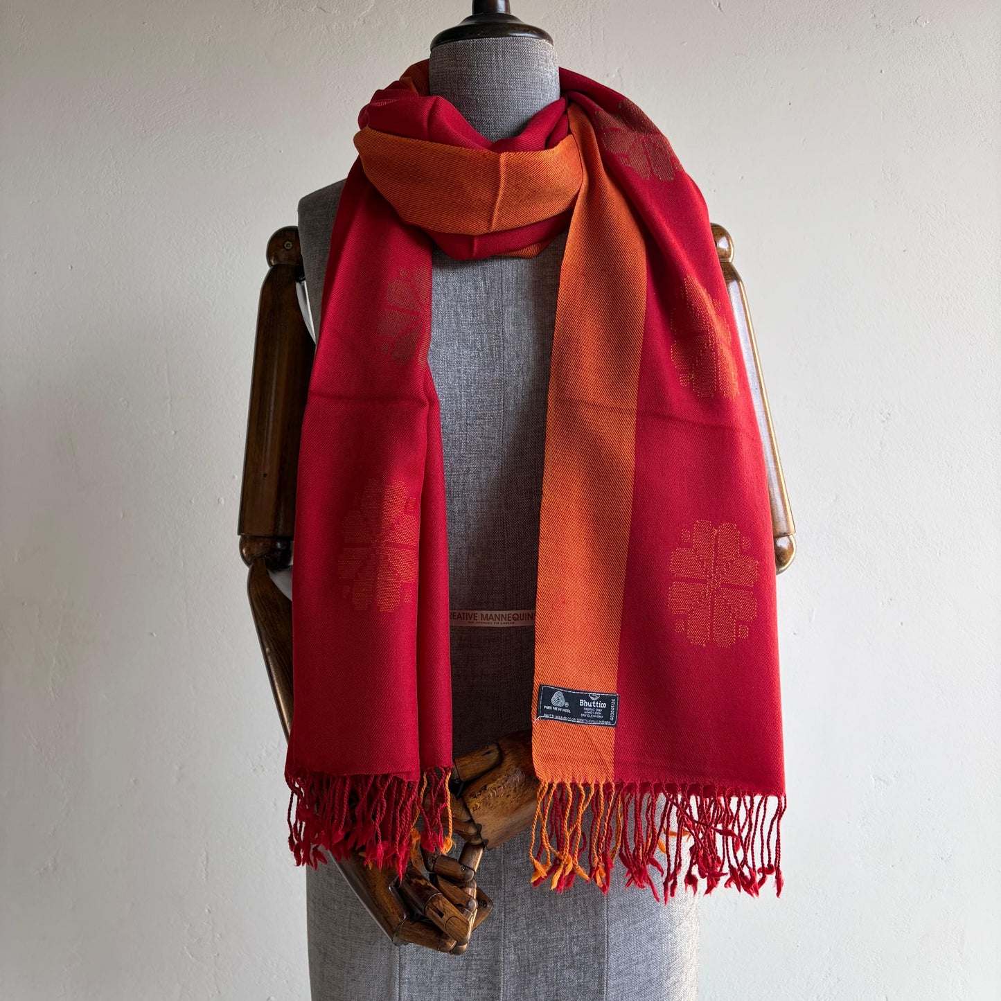 Hand Woven Pure Merino Wool Kullu Stole Red