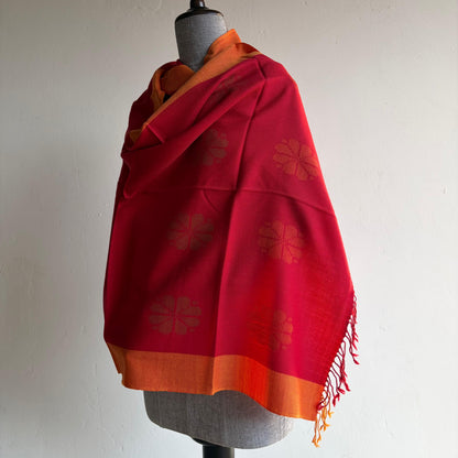 Hand Woven Pure Merino Wool Kullu Stole Red
