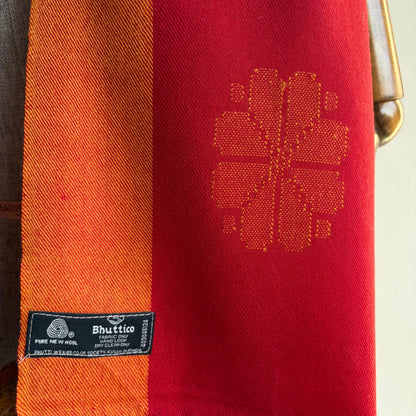 Hand Woven Pure Merino Wool Kullu Stole Red