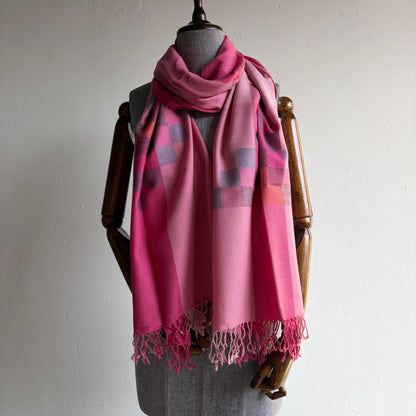 Hand Woven Pure Merino Wool Kullu Stole Pink