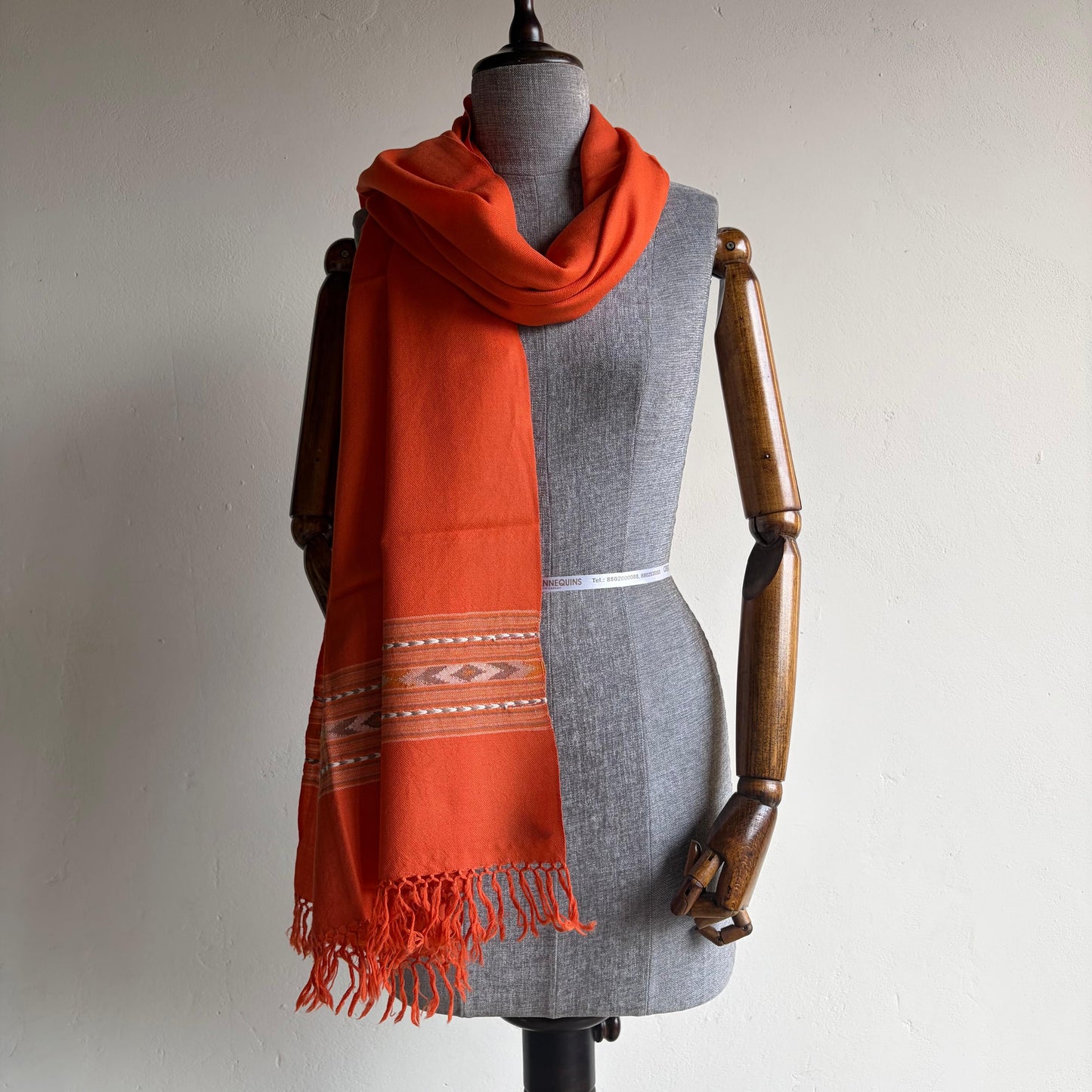 Hand Woven Pure Merino Wool Kullu Stole Orange