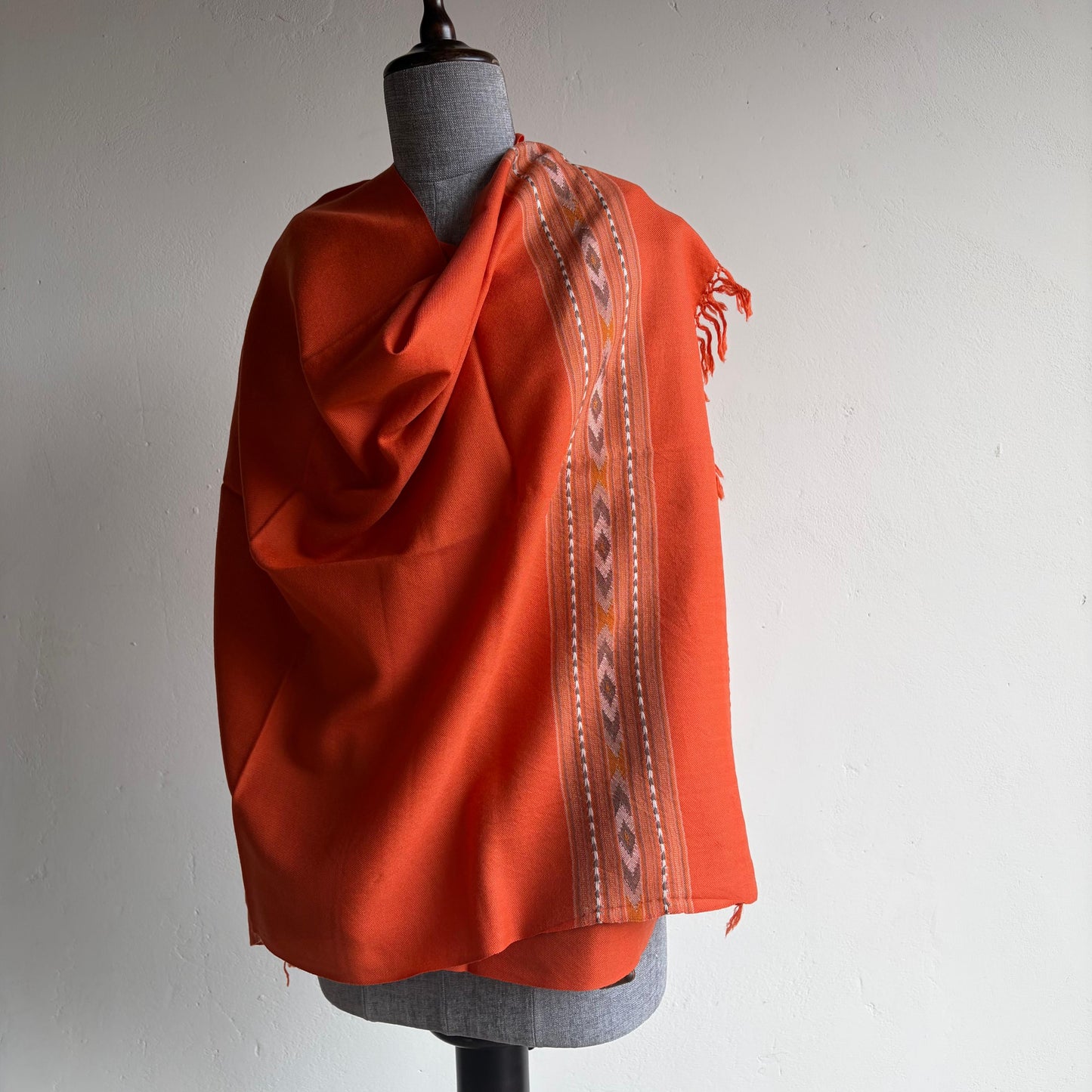 Hand Woven Pure Merino Wool Kullu Stole Orange
