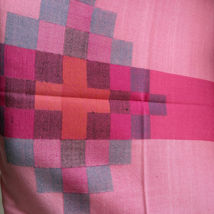 Hand Woven Pure Merino Wool Kullu Stole Pink