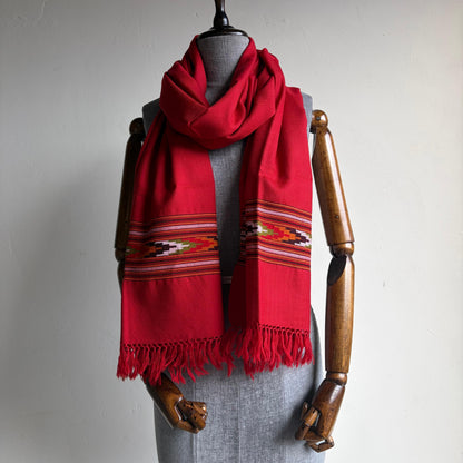 Hand Woven Polywool Kullu Stole Red
