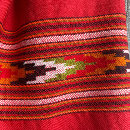Hand Woven Polywool Kullu Stole Red