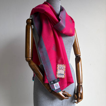 Hand Woven Pure Merino Wool Kullu Stole Pink