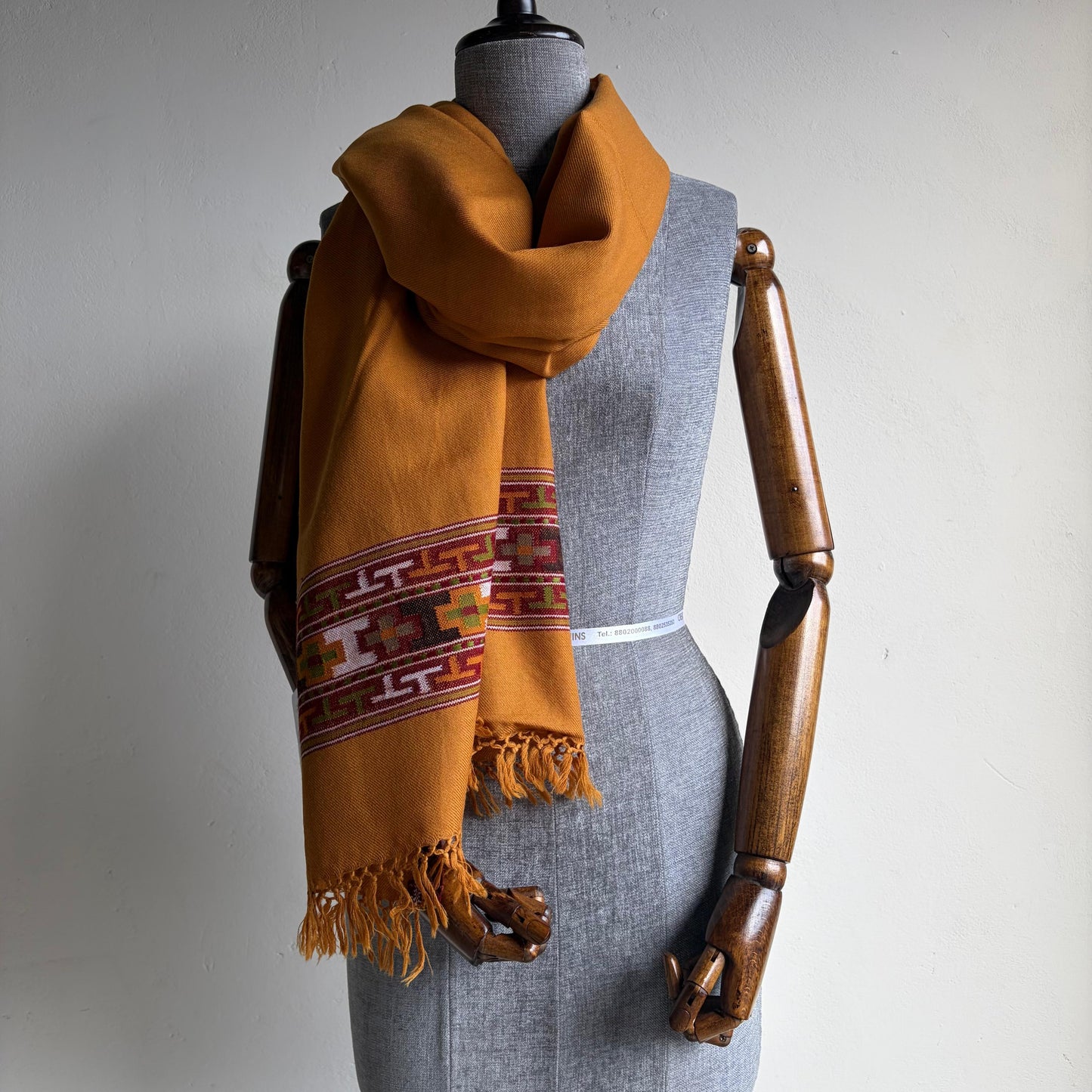 Hand Woven Pure Merino Wool Kullu Stole Mustard