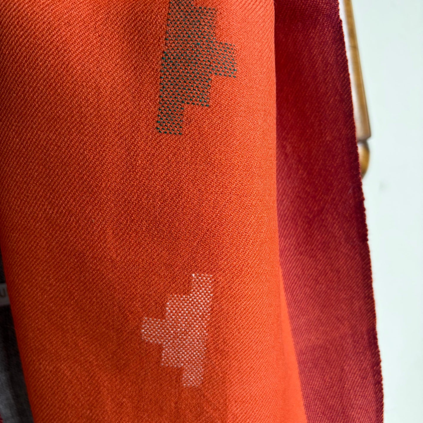 Hand Woven Pure Merino Wool Kullu Stole Orange