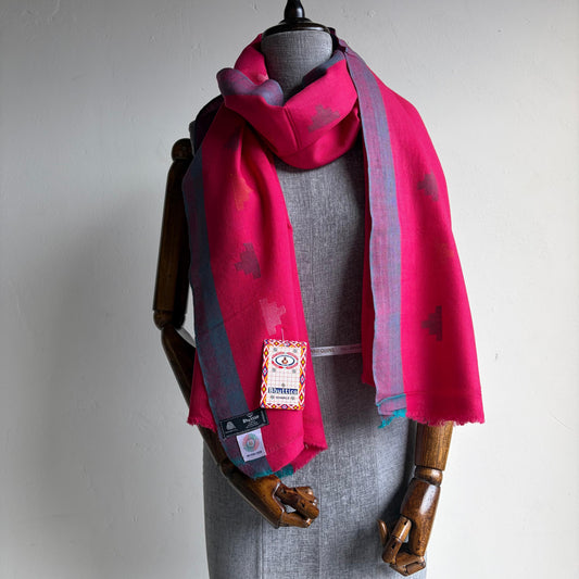 Hand Woven Pure Merino Wool Kullu Stole Pink