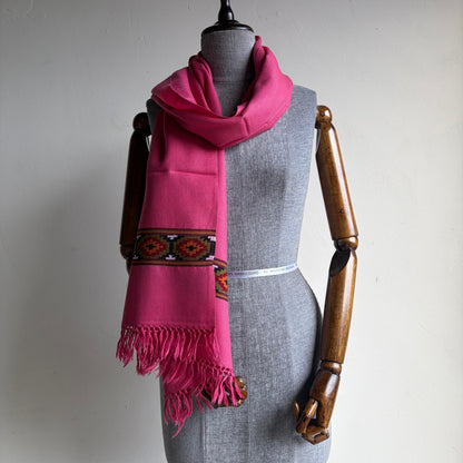 Hand Woven Polywool Kullu Stole Pink